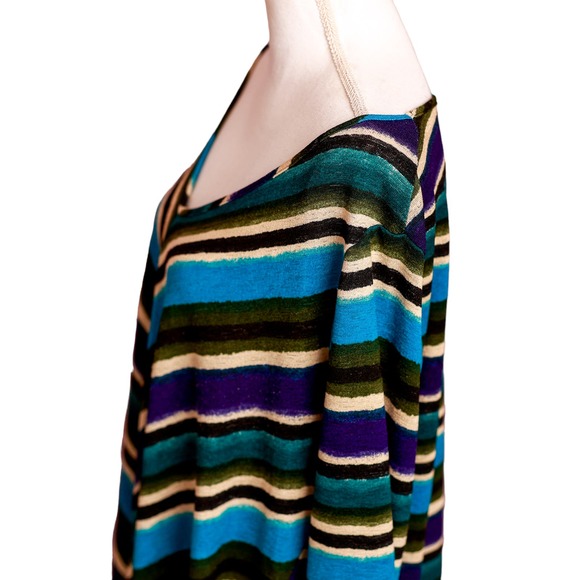 NY Collection lightweight short sleeve sweater colorful stripes size 2X - Picture 2 of 6